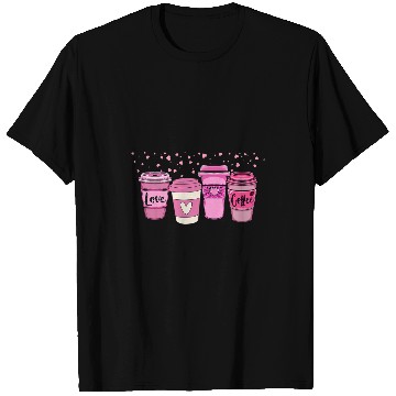 Discover Coffee Fun Pink Hearts Galentines day Valentines day T-Shirts