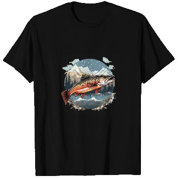 Discover Fisherman American US Flag With Fly Fishing Brook Trout Fish 18 T-Shirts