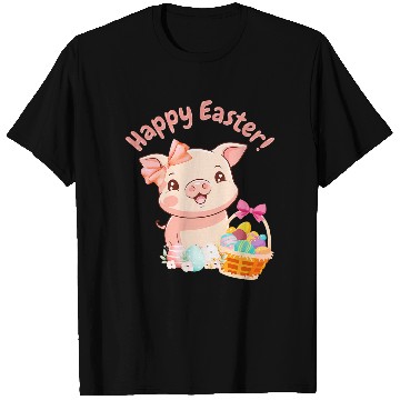 Discover Easter Bunny Spring Pig bow Egg Hunting Basket T-Shirts