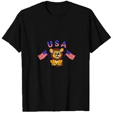 Discover Lion Pet Cute Patriotic USA Lion US Flag Waving 4th of July Animal T-Shirts