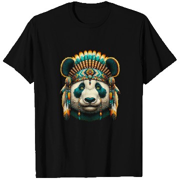 Discover Panda Pet Native Indian Giant Panda Native American Indian Feathers T-Shirts