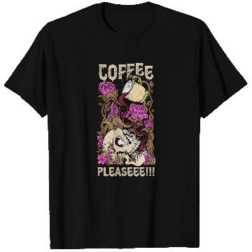 Discover Coffee Fun Please Drink Coffee Funny Skeletons Skull Roses T-Shirts