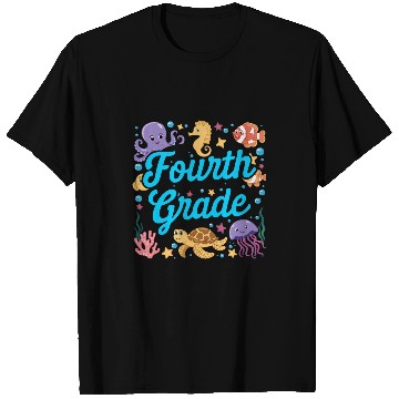 Discover Turtle Pet Fourth Grade Under The Sea Underwater Turtle Fish School T-Shirts