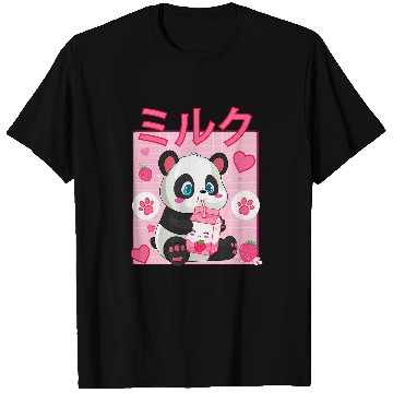 Discover Panda Pet Kawaii Bear Anime Strawberry Milk Shake T-Shirts