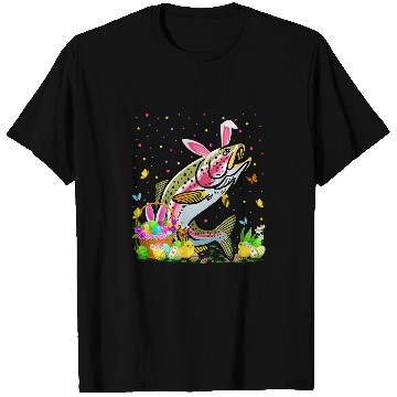 Discover Easter Speckled Brook Trout Fish Bunny Ears Fishing Basket T-Shirts