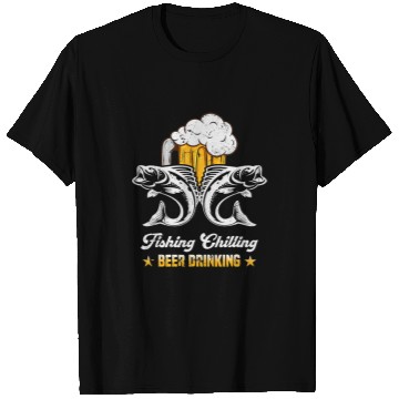 Discover Fishing Fun Chilling Beer Drinking Trout Fishing Angler T-Shirts
