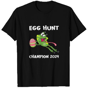 Discover Egg Hunt Champion 2024 Funny Frog Happy Easter Day Kids T-Shirts