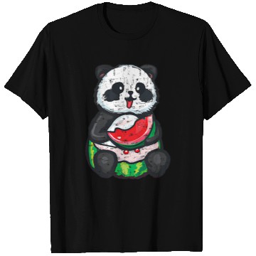 Discover Panda Pet Kawaii Panda Eating Watermelon Grunge T-Shirts