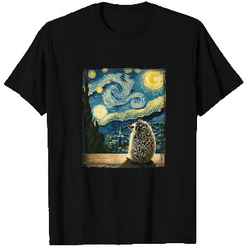 Discover Hedgehog Pet Artistic Hedgehog Van Gogh Style Starry Night Hedgehog T-Shirts