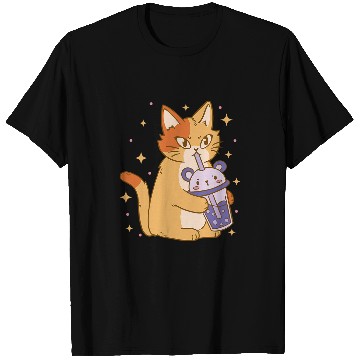 Discover Panda Pet Kawaii Bubble Tea Cat Funny Panda Boba Tea T-Shirts