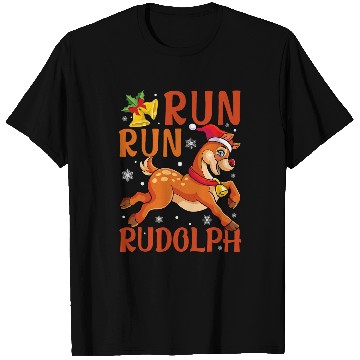 Discover Run Run Rudolph Christmas 5K 10K Holiday Team Running T-Shirts