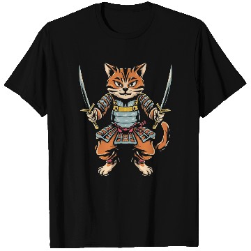 Discover Japanese Samurai Cat Tattoo Kawaii Ninja Cat 29 T-Shirts
