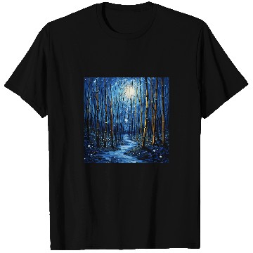 Discover Midnight Elegance Starry Sky Bamboo Artistry Revealed T-Shirts