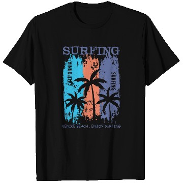 Discover Surfing Venice Beach californias Distressed Retro Sunset T-Shirts