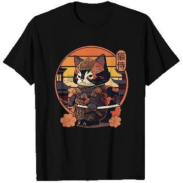 Discover Japanese Samurai Cat Tattoo Kawaii Ninja Cat 26 T-Shirts