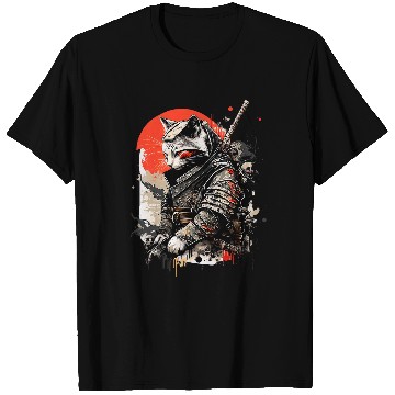 Discover Samurai Cat Japanese Tattoo Kawaii Graphic T-Shirts