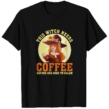 Discover Coffee Fun this witch needs coffee bee she goes to salem halloween 152 T-Shirts