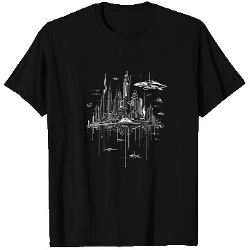 Discover Skylines of Destiny Flying Vehicle T-Shirts