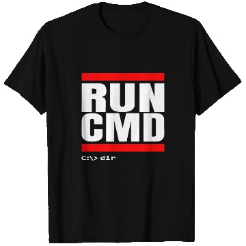 Discover RUN CMD Command Line Shell IT Admin Nerd Geek Sysadmin dir T-Shirts