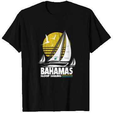 Discover Sloop Sailing Bahamas Regatta Sailboat Bahamian Flag Boating T-Shirts