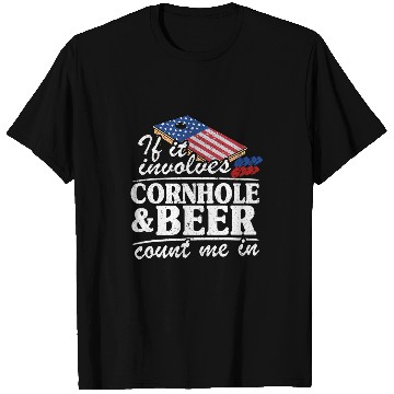 Discover Beer Fun If It Involves Cornhole Beer Count Me In USA Flag Cornhole 2 T-Shirts