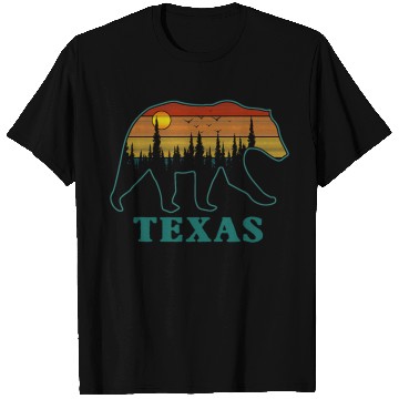 Discover Retro Texas Grizzly Bear Nature Camping Mountain Hiking T-Shirts