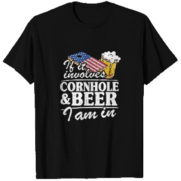 Discover Beer Fun If It Involves Cornhole Beer I Am In USA Flag Corn Hole T-Shirts