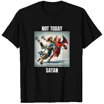 Discover Jesus vs Satan Playing Lacrosse Not Today Satan T-Shirts