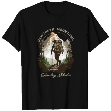 Discover Sawtooth Mountains Stanley Idaho Hiking Scene T-Shirts