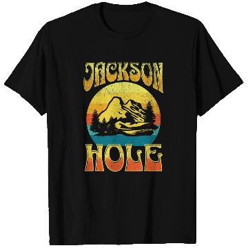 Discover Retro Sunset Jackson Hole Wyoming Mountains Nature Hiking T-Shirts