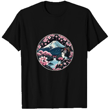 Discover Mount Fuji Cherry Blossoms Geisha Japanese Garden Japan Art 6 T-Shirts