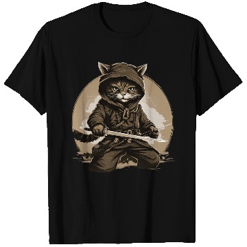 Discover Japanese samurai cat tattoo kawaii ninja cat 16 T-Shirts