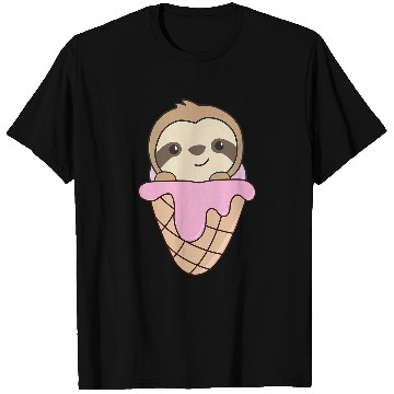 Discover Sloth Pet Strawberry Ice Cream Waffle Sweet Animals Sloth T-Shirts