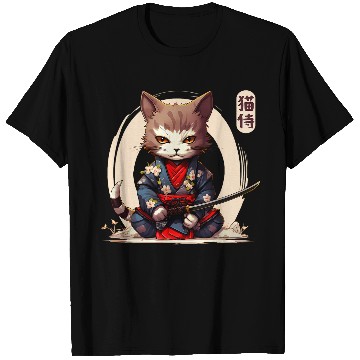 Discover Kawaii Japanese Samurai Cat Ninja Cat Tattoo Kitten Warrior T-Shirts