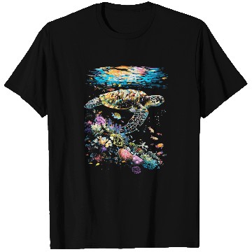 Discover Turtle Pet Hawaii Postcard Turtle Swimming Crystal Clear T-Shirts