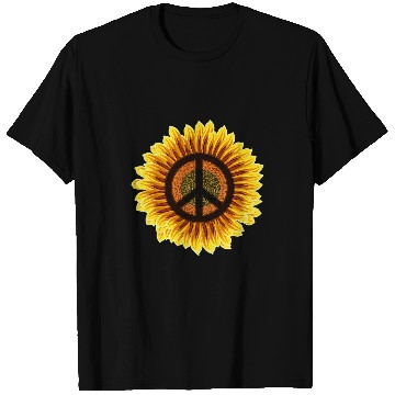 Discover Sunflower Peace Sign 1960s 1970s Hippie Flower Retro T-Shirts
