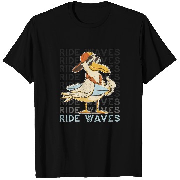 Discover Surf Holidays Ride Waves Cool Seagull with sunglasses T-Shirts