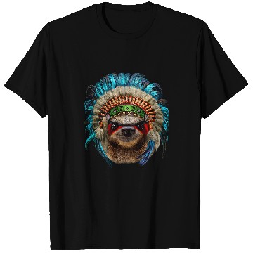 Discover Sloth Pet Giant Sloth wearing Native American Indian Warrior Headdress T-Shirts