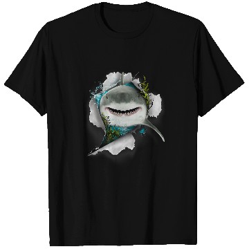 Discover Shark Great White Shark Deep Sea Fishing Funny Shark T-Shirts