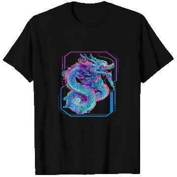 Discover Dragon Pet Vaporwave Japanese Dragon Art Japan Style Graphical T-Shirts