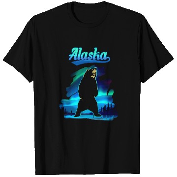 Discover Bear Pet Roaring Bear Alaska Northern Lights Aurora T-Shirts