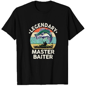 Discover Master Baiter Kayak Fishings Men Dad Grandpa Bass Fish T-Shirts