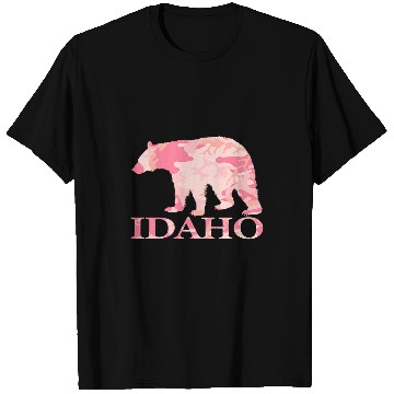 Discover Bear Pet Hunt Idaho State Pink Camo T-Shirts