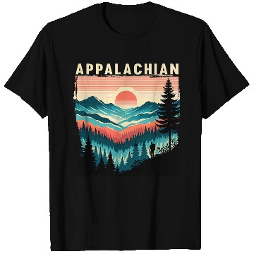 Discover Trail Horizontal Stripe Appalachian Trail Hiking Camper T-Shirts