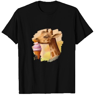 Discover Giraffe Pet Eating Ice Cream Cone Funny Giraffes 1 T-Shirts
