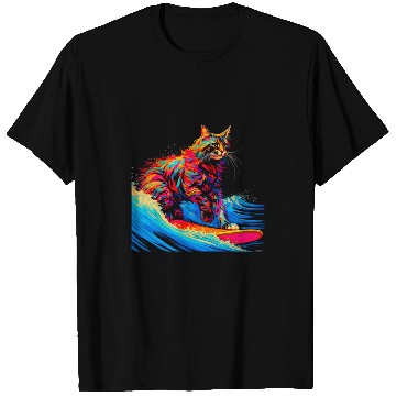 Discover Surfing Maine Coon Cat Surf T-Shirts