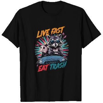 Discover Raccoon Pet Live Fast Eat Trash Panda Colorful 2 T-Shirts
