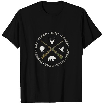 Discover Bear Pet Hunter Deer Duck Bear Turkey Hunting Eat Sleep Hunt Repeat T-Shirts