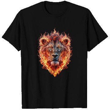 Discover Lion Pet Face in Flames T-Shirts