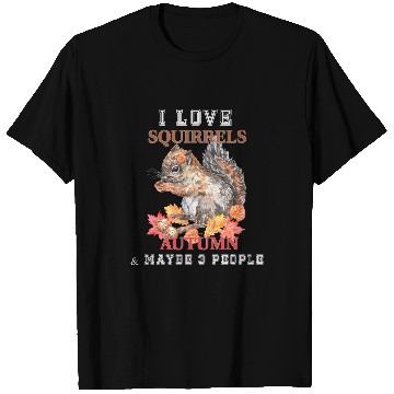 Discover Squirrel Pet I Love Squirrels Autumn 3 People Fall Leaves T-Shirts